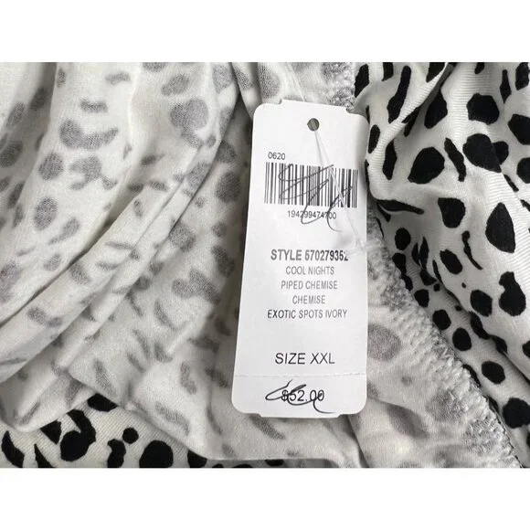 Soma Cool Nights Chemise Exotic Spots Ivory Black Nightgown Size XXL - Picture 6 of 10